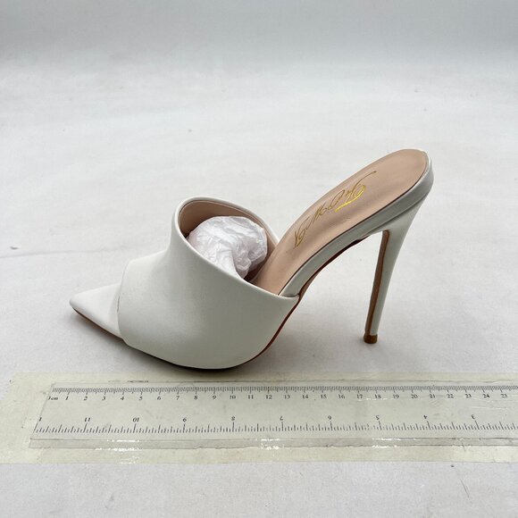 FOWT White Pointed Toe Classic Mules Slide Womens Stylish Thin High Heel Sandals - Picture 2 of 8